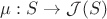 $\mu:S\to\mathcal{J}(S)$