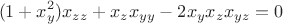 $$
(1 + x_y^2) x_{zz} + x_z x_{yy} - 2 x_y x_z x_{yz} = 0
$$