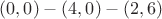 $(0, 0) - (4, 0) - (2, 6)$