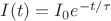 $I(t)=I_0 e^{-t/\tau}$