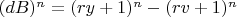 $(dB)^n=(ry+1)^n-(rv+1)^n$