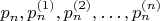 $p_n,p^{(1)}_n,p^{(2)}_n,\ldots,p^{(n)}_n$