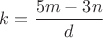 $k=\dfrac{5m-3n}{d}$