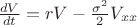 $\frac{{dV}}{{dt}} = rV - \frac{{{\sigma ^2}}}{2}{V_{xx}}$