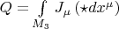 $Q = \int\limits_{M_3} J_{\mu} \left( \star dx^{\mu} \right)$