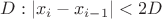 $D: |x_i-x_{i-1}|<2D$