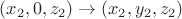 $(x_2,0,z_2)\to(x_2,y_2,z_2)$