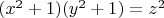 $(x^2+1)(y^2+1)=z^2$