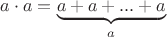 $a \cdot a = \underbrace{a+a+...+a}_a$