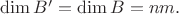$\dim B'=\dim B=nm.$ $\dim B'=\dim B=nm.$