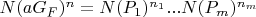 $N(a G_F)^n=N(P_1)^{n_1}...N(P_m)^{n_m}$