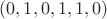 $(0,1,0,1,1,0)$