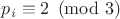 $p_i\equiv 2\pmod{3}$