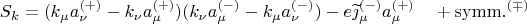 $$S_k=(k_\mu a^{(+)}_\nu-k_\nu a^{(+)}_\mu)(k_\nu a^{(-)}_\mu-k_\mu a^{(-)}_\nu)-e\widetilde{\jmath}^{(-)}_\mu a^{(+)}_\mu\quad+\mathrm{symm.}^{(\mp)}$$