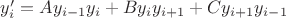 $y'_i=Ay_{i-1}y_i+By_iy_{i+1}+Cy_{i+1}y_{i-1}$