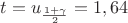 $t=u_{\frac{1+\gamma}{2}} = 1,64$