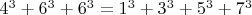 $4^3+6^3+6^3=1^3+3^3+5^3+7^3$