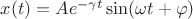 $\[x(t) = A{e^{ - \gamma t}}\sin (\omega t + \varphi )\]$