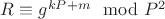 $R\equiv g^{kP + m}\mod P^2$