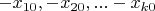 $-x_{10}, -x_{20},...-x_{k0}$