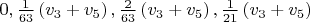 $0, \frac1{63}\left(v_3 + v_5\right), \frac2{63}\left(v_3 + v_5\right), \frac1{21}\left(v_3 + v_5\right)$