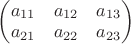 $\begin{pmatrix}
a_{11} &a_{12}  &a_{13} \\ 
a_{21} &a_{22}  &a_{23} 
\end{pmatrix}$