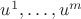 $u^1,\dots, u^m$