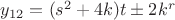 $y_{12}=(s^{2}+4k)t\pm 2k^{r}$