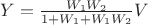 $Y=\frac{W_1W_2}{1+W_1+W_1W_2}V$