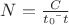 $N = \frac{ C }{ t_0 &mdash; t }$
