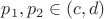 $p_1,p_2\in(c,d)$