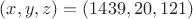 $(x,y,z)=(1439,20,121)$