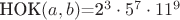 $\text{НОК}(a,b)$=2^3\cdot5^7\cdot11^9