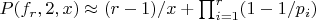 $P(f_r,2,x) \approx (r-1)/x+\prod_{i=1}^{r}(1-1/p_i)$