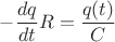 $-\dfrac{dq}{dt}R=\dfrac{q(t)}{C}$ $-\dfrac{dq}{dt}R=\dfrac{q(t)}{C}$
