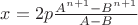 $x=2p \frac{A^{n+1}-B^{n+1}} {A-B}$