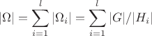$$|\Omega|=\sum_{i=1}^l|\Omega_i|=\sum_{i=1}^l|G|/|H_i| $$