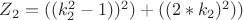 $ Z_2=((k_2^2 - 1))^2)+((2*k_2)^2)) $ $ Z_2=((k_2^2 - 1))^2)+((2*k_2)^2)) $