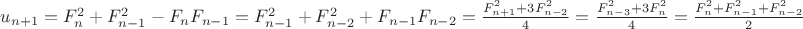 ${\tiny u_{n+1}=F_n^2+F_{n-1}^2-F_nF_{n-1}=F_{n-1}^2+F_{n-2}^2+F_{n-1}F_{n-2}=\frac{F_{n+1}^2+3F_{n-2}^2}{4}=\frac{F_{n-3}^2+3F_n^2}{4}=\frac{F_n^2+F_{n-1}^2+F_{n-2}^2}{2}}$