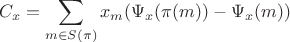 $$C_x=\sum_{m\in S(\pi)}x_m(\Psi_x(\pi(m))-\Psi_x(m))$$