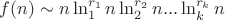 $f(n) \sim С n \ln _1 ^{r_1}n \ln _2^{r_2}n ... \ln _k^{r_k} n$