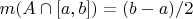 $m(A\cap [a, b])=(b-a)/2$