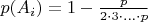 $p(A_i)=1-\frac{p}{2 \cdot 3 \cdot ... \cdot p}$