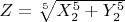 $Z=\sqrt[5]{X^5_2+Y^5_2}$