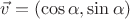 $\vec v = (\cos \alpha, \sin \alpha)$