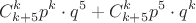 $$C^k_{k+5}p^k\cdot q^5 + C^k_{k+5}p^5\cdot q^k  $$