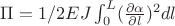 $\Pi=1/2 E J \int_{0}^{L} (\frac{\partial \alpha}{\partial l})^2 dl $ $\Pi=1/2 E J \int_{0}^{L} (\frac{\partial \alpha}{\partial l})^2 dl $