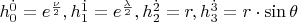 $\[h_0^{\dot 0}  = e^{\frac{\nu }{2}} ,h_1^{\dot 1}  = e^{\frac{\lambda }{2}} ,h_2^{\dot 2}  = r,h_3^{\dot 3}  = r \cdot \sin \theta \]$