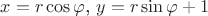 $x=r\cos{\varphi}$, $y=r\sin{\varphi}+1$