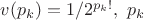 $v(p_k)=1/2^{p_k!},\ p_k$